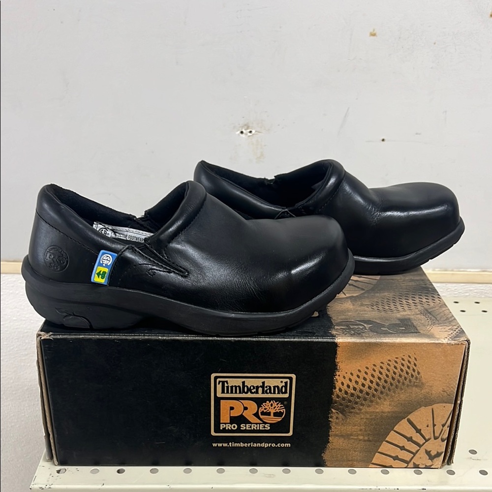 Timberland PRO Black Leather CSA Safety Clogs